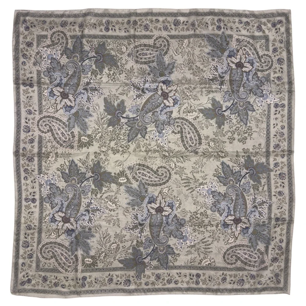 Jones New York Scarf Hand Rolled Hem Paisley Floral Print‎ Sage Green 30